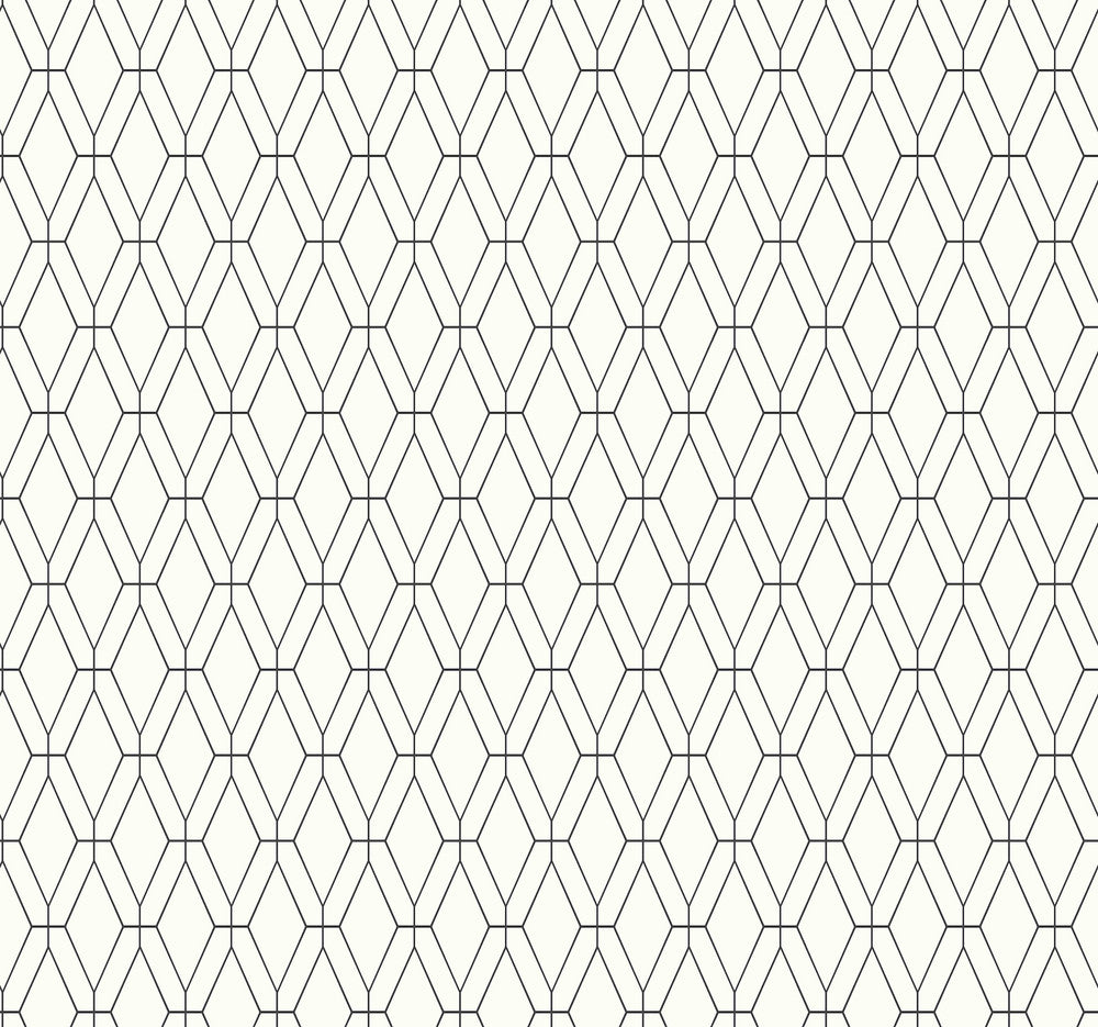 Diamond Lattice Black Wallpaper by Inspired by Color Black & White, III Covers about 56.4 square feet Prepasted 20.5-in by 33-ft long roll - Fabric Carolina -