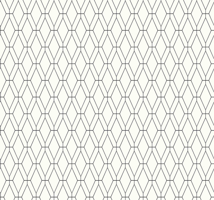 Diamond Lattice Black Wallpaper by Inspired by Color Black & White, III Covers about 56.4 square feet Prepasted 20.5-in by 33-ft long roll - Fabric Carolina -