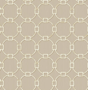 Charlemagne Links Pewter Trellis Wallpaper by Brewster