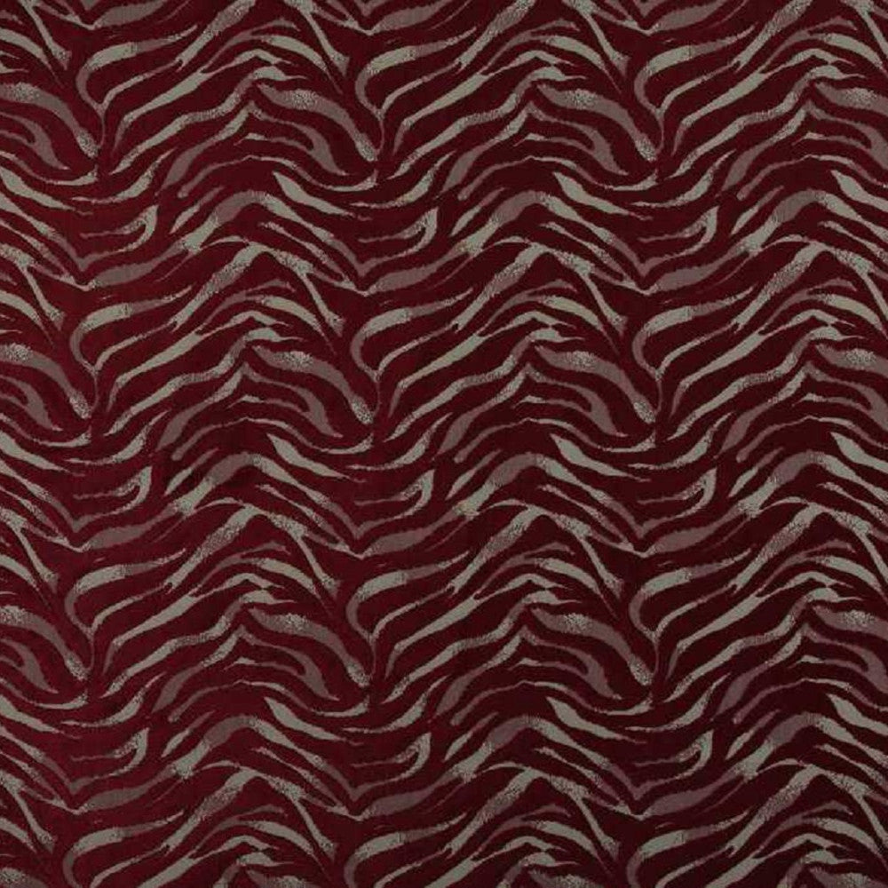 Safari Tiger Burgundy by Europatex Fabric Safari 57% Polyester, 43% Viscose 13.33" H, 12.22" V 55.00 inches - Fabric Carolina -