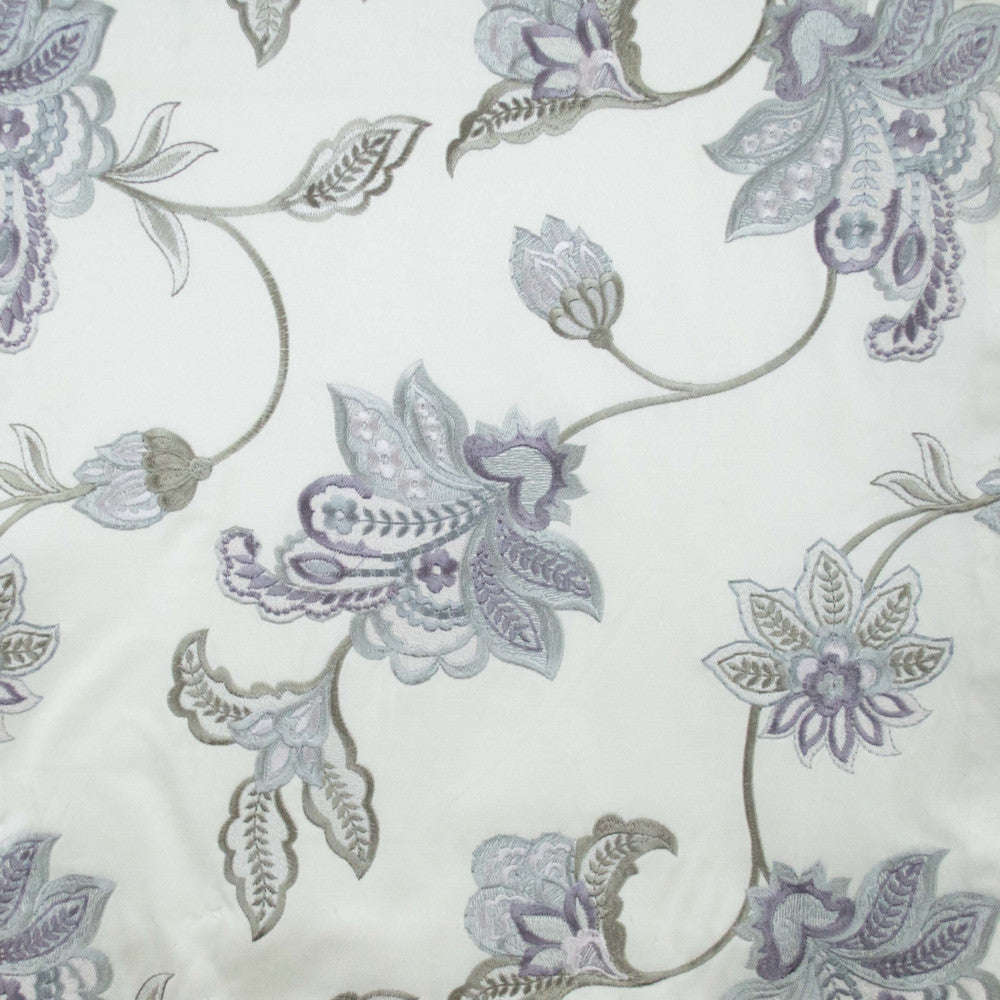 Serenity A Silver by Europatex Designer Fabric Serenity 52% Polyester / 48% Cotton with EMB V: 13.12" H: 12.96" 55.00 inches - Swanky Fabrics -