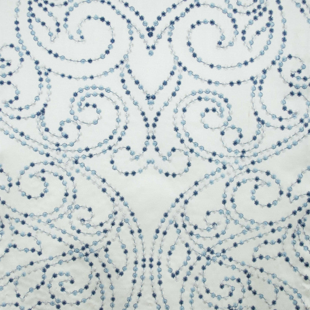 Serenity B Blue by Europatex Designer Fabric Serenity 52% Polyester / 48% Cotton with EMB V: 16.82" H: 19.2" 55.00 inches - Swanky Fabrics -