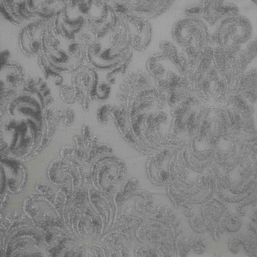 Sheer Illusion Damask Gray by Europatex Fabric Sheer Illusion 100% Polyester China See Sample Horizontal: N/A and Vertical: N/A 110.00 inches  - Fabric Carolina -