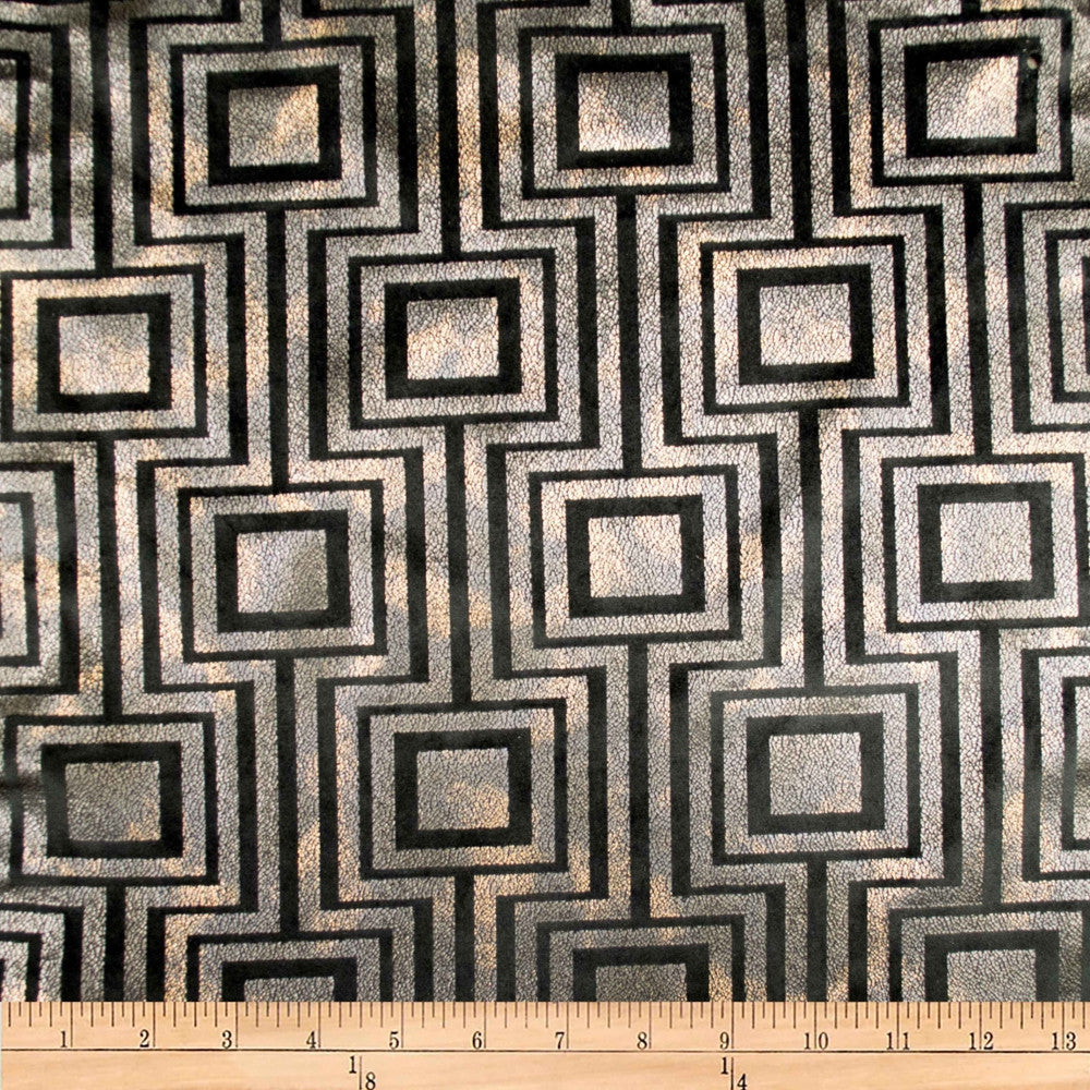 Embellished Square Black by Europatex Designer Fabric Embellished 100% Polyester 14.2" H, 12.4" V 118.00 inches - Swanky Fabrics -