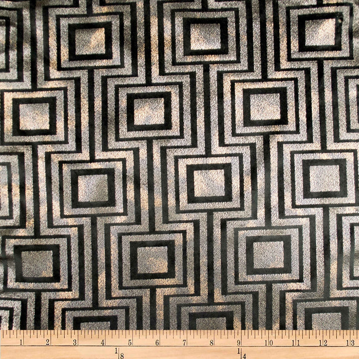Embellished Square Black by Europatex Designer Fabric Embellished 100% Polyester 14.2" H, 12.4" V 118.00 inches - Swanky Fabrics -