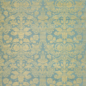 Curtis Silk Damask Blue on Metallic Gold T1006 by Thibaut Wallpaper