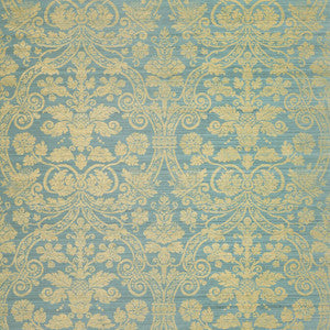 Curtis Silk Damask Blue on Metallic Gold T1006 by Thibaut Wallpaper