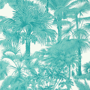 Palm Botanical Turquoise T10101 by Thibaut Wallpaper