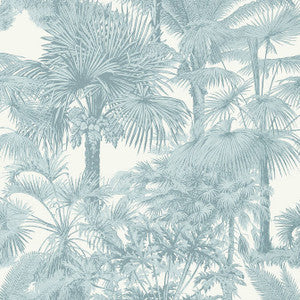 Palm Botanical Spa Blue T10104 by Thibaut Wallpaper