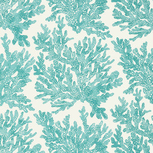 Marine Coral Turquoise T10121 by Thibaut Wallpaper