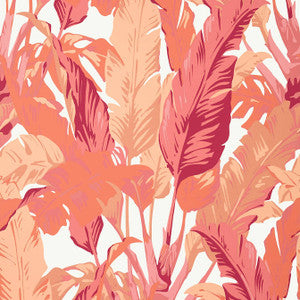 Travelers Palm Pink and Coral T10130 by Thibaut Wallpaper