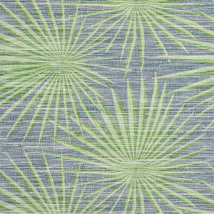 Palm Frond Navy and Green T10141 by Thibaut Wallpaper