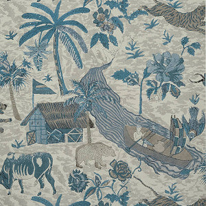Tiger Reserve Slate Blue T10231 by Thibaut Wallpaper