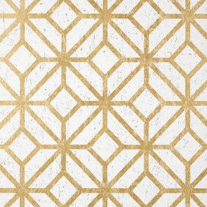 Mamora Trellis Cork White on Metallic Gold T10411 by Thibaut Wallpaper