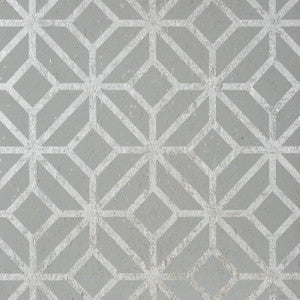 Mamora Trellis Cork Grey on Metallic Silver T10413 By Thibaut Wallpaper