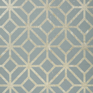 Mamora Trellis Cork Spa Blue on Metallic Pewter T10414 by Thibaut Wallpaper