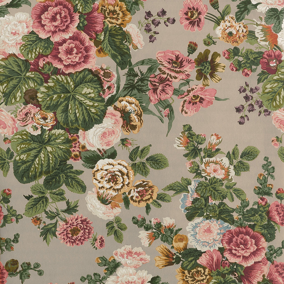 HIDCOTE - Beige and Coral by Thibaut Wallpaper