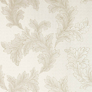 Eland Acanthus Pearl on White T1055 by Thibaut Wallpaper