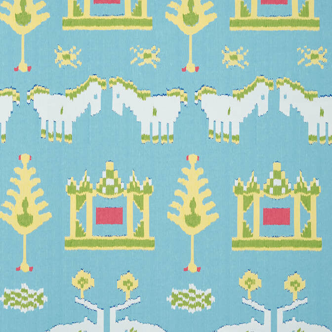 Kingdom Parade Turquoise T10644 by Thibaut Wallpaper Thibaut Wallpaper Kingdom Parade Turquoise T10644Wallpaper Ceylon Wallpaper UNITED STATES </p><p>Repeat: V: 35.5 27 - Fabric Carolina -