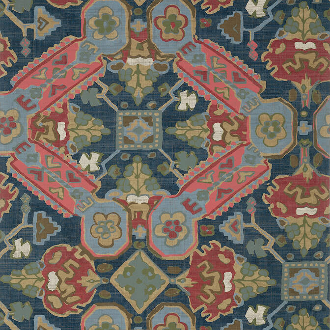 Persian Carpet Navy T10829 by Thibaut Wallpaper Thibaut Wallpaper Persian Carpet Navy T10829Wallpaper Heritage Wallpaper UNITED STATES </p><p>Repeat: V: 25.25 27 - Fabric Carolina -