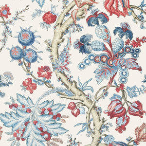 Chatelain Blue and Red T10845 by Thibaut Wallpaper