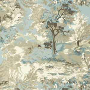 Lincoln Toile Beige and Spa Blue T10865 by Thibaut Wallpaper