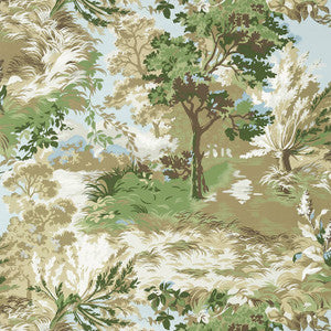 Lincoln Toile Green and Beige T10866 by Thibaut Wallpaper