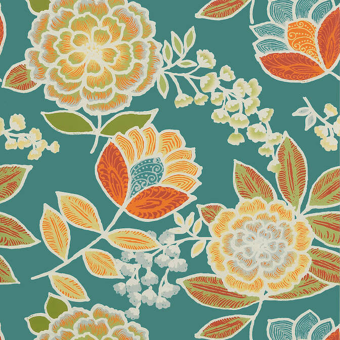 Sulu Teal T13009 by Thibaut Wallpaper Thibaut Wallpaper Sulu Teal T13009Wallpaper Monterey Wallpaper U.S.A. </p><p>Repeat: V: 25.25 27 - Fabric Carolina -