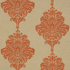 Arturo Damask Orange T13013 by Thibaut Wallpaper