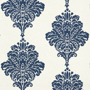 Arturo Damask Navy T13014 by Thibaut Wallpaper