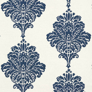 Arturo Damask Navy T13014 By Thibaut Wallpaper