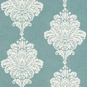 Arturo Damask Turquoise T13015 By Thibaut Wallpaper