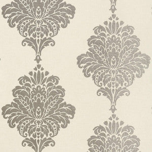 Arturo Damask Metallic Silver T13017 By Thibaut Wallpaper