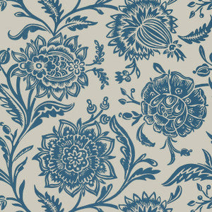 Rivera Blue on Flax T13025 by Thibaut Wallpaper