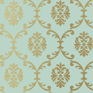 Bastille Metallic Gold on Seafoam T13033 by Thibaut Wallpaper