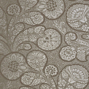 Troubadour Metallic Silver on Dark Taupe T13064 by Thibaut Wallpaper