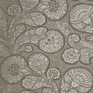 Troubadour Metallic Silver on Dark Taupe T13064 By Thibaut Wallpaper