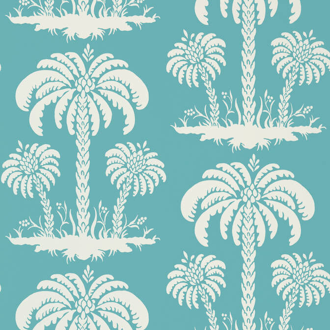 Palm Island Turquoise T13146 by Thibaut Wallpaper Thibaut Wallpaper Palm Island Turquoise T13146Wallpaper Summer House Non Woven Wallpaper UNITED KINGDOM </p><p>Repeat: V: 18 27 - Fabric Carolina -