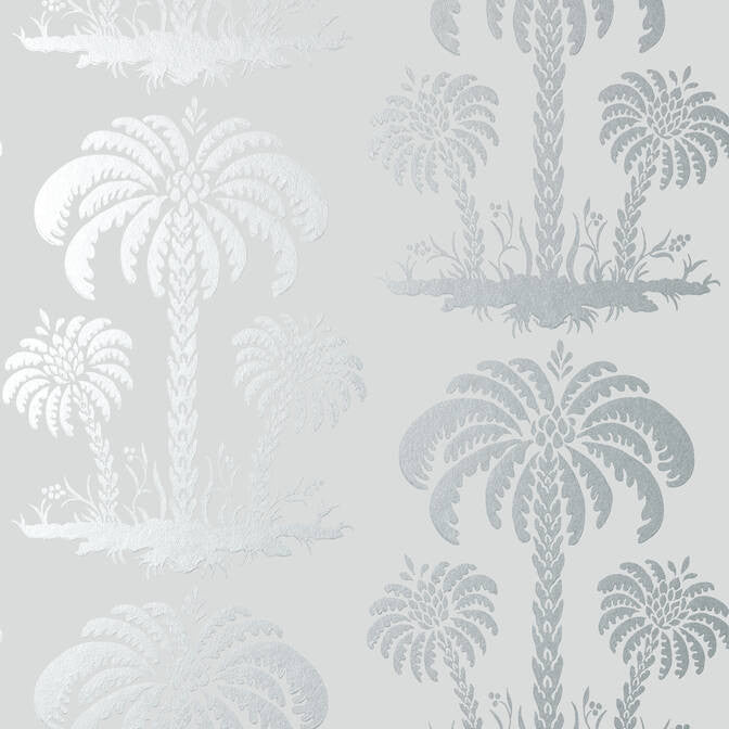 Palm Island Metallic Silver T13166 by Thibaut Wallpaper Thibaut Wallpaper Palm Island Metallic Silver T13166Wallpaper Summer House Non Woven Wallpaper UNITED KINGDOM </p><p>Repeat: V: 18 27 - Fabric Carolina -