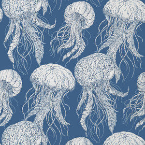 Jelly Fish Bloom Navy T13171 by Thibaut Wallpaper