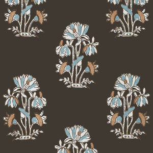 Lily Flower Black T13200 by Thibaut Wallpaper