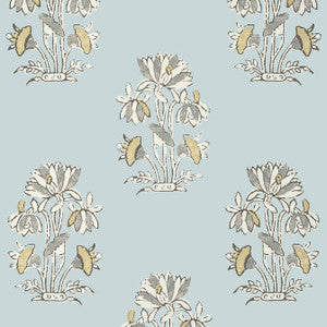 Lily Flower Spa Blue T13201 by Thibaut Wallpaper