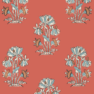 Lily Flower Coral T13205 by Thibaut Wallpaper