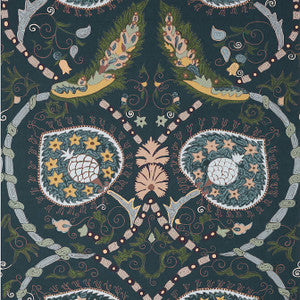 Lewis Charcoal and Bluestone T13216 by Thibaut Wallpaper