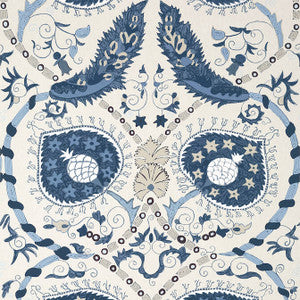 Lewis Blue and Beige T13218 by Thibaut Wallpaper