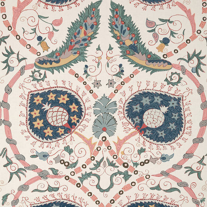 Lewis Coral and Blue T13219 by Thibaut Wallpaper Thibaut Wallpaper Lewis Coral and Blue T13219Wallpaper Mesa Non Woven Wallpaper UNITED STATES </p><p>Repeat: V: 48.5 27 - Fabric Carolina -
