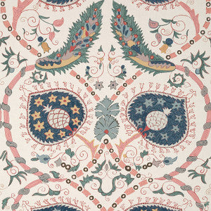 Lewis Coral and Blue T13219 by Thibaut Wallpaper