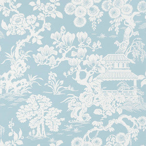 Japanese Garden Spa Blue T13303 by Thibaut Wallpaper