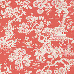 Japanese Garden Coral T13305 by Thibaut Wallpaper