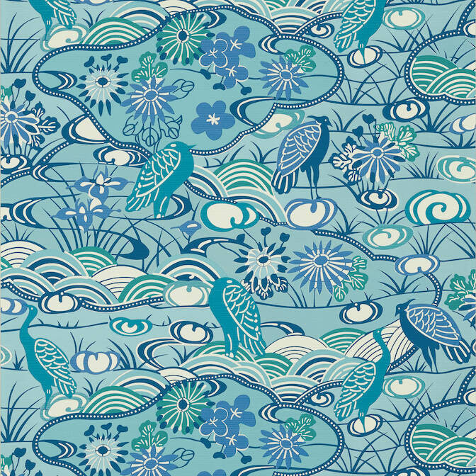 Heron Stream Turquoise T13333 by Thibaut Wallpaper Thibaut Wallpaper Heron Stream Turquoise T13333Wallpaper Pavilion Non-Woven Vinyl Wallpaper UNITED STATES </p><p>Repeat: V: 21 27 - Fabric Carolina -